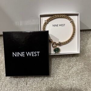 Nine West Gold Bracelet with Emerald Charm